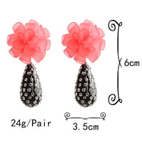Statement Flower & Rhinestone Waterdrop Earrings - Festigal