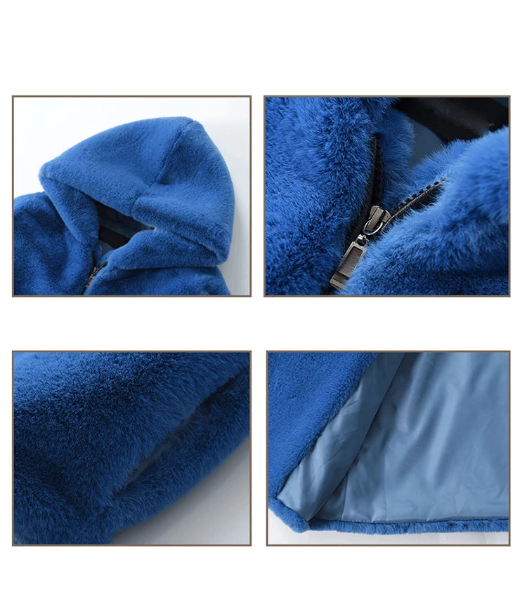 Oversized Blue Faux Fur Coat - Festigal
