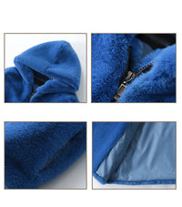 Oversized Blue Faux Fur Coat - Festigal