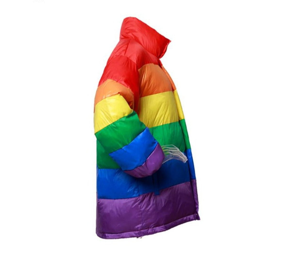 Rainbow Striped Puffer Jacket - Festigal