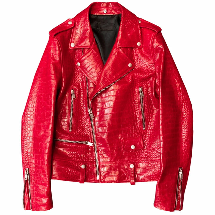 Men's Faux Crocodile Leather Jacket - Festigal