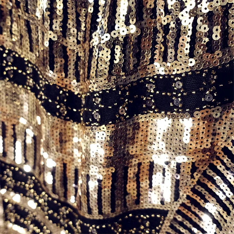 Black & Gold Sequin High Waist Skirt - Festigal