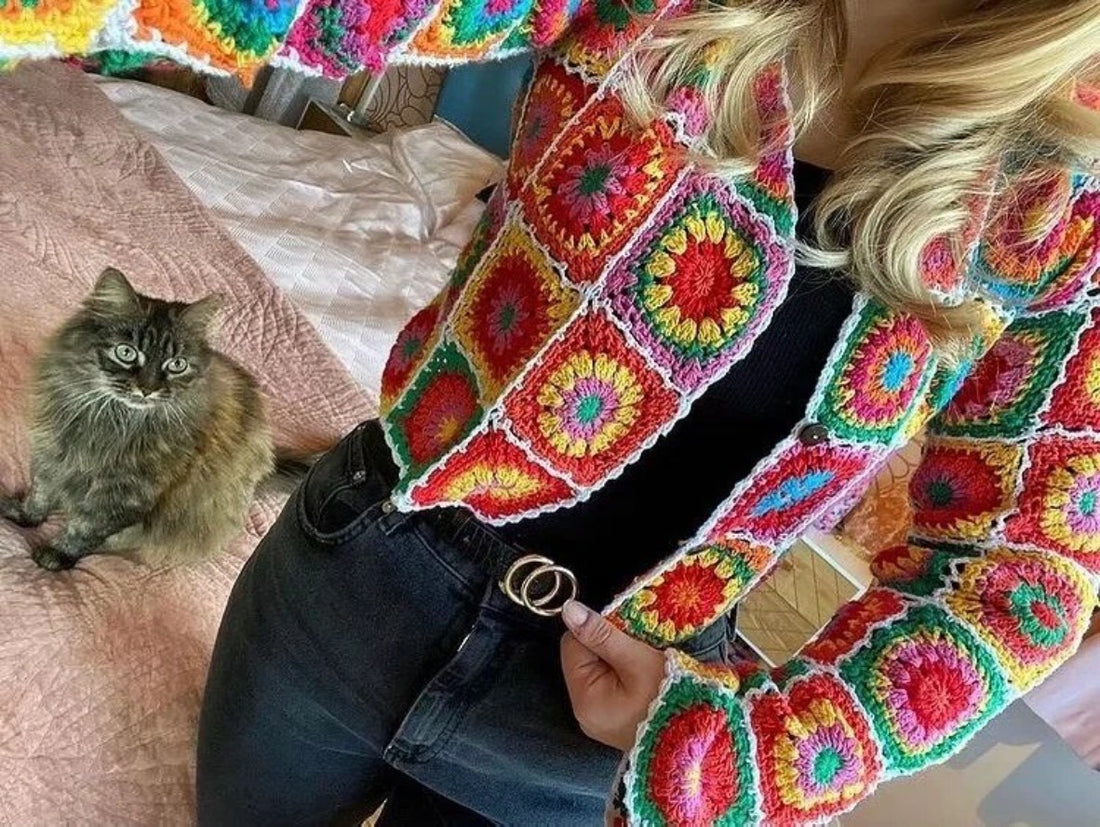 Sunburst Boho Coloured Hand Crochet Cardigan - Festigal