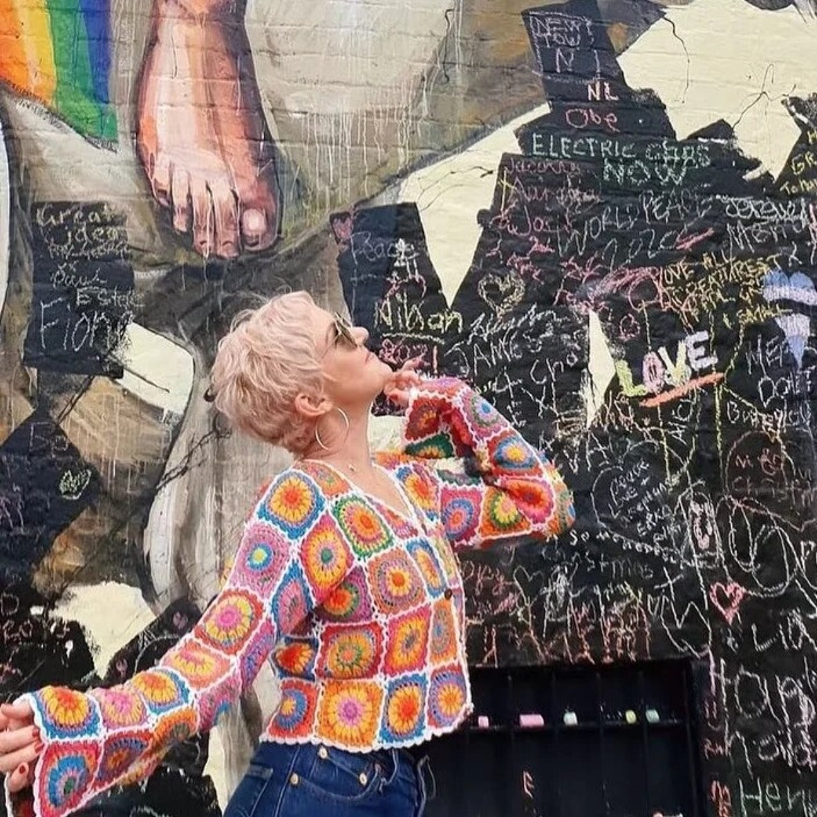 Sunburst Boho Coloured Hand Crochet Cardigan - Festigal