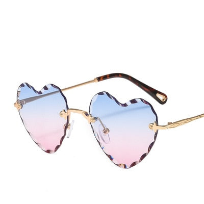 Heart Shaped Rimless UV400 Sunglasses - Festigal