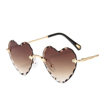 Heart Shaped Rimless UV400 Sunglasses - Festigal