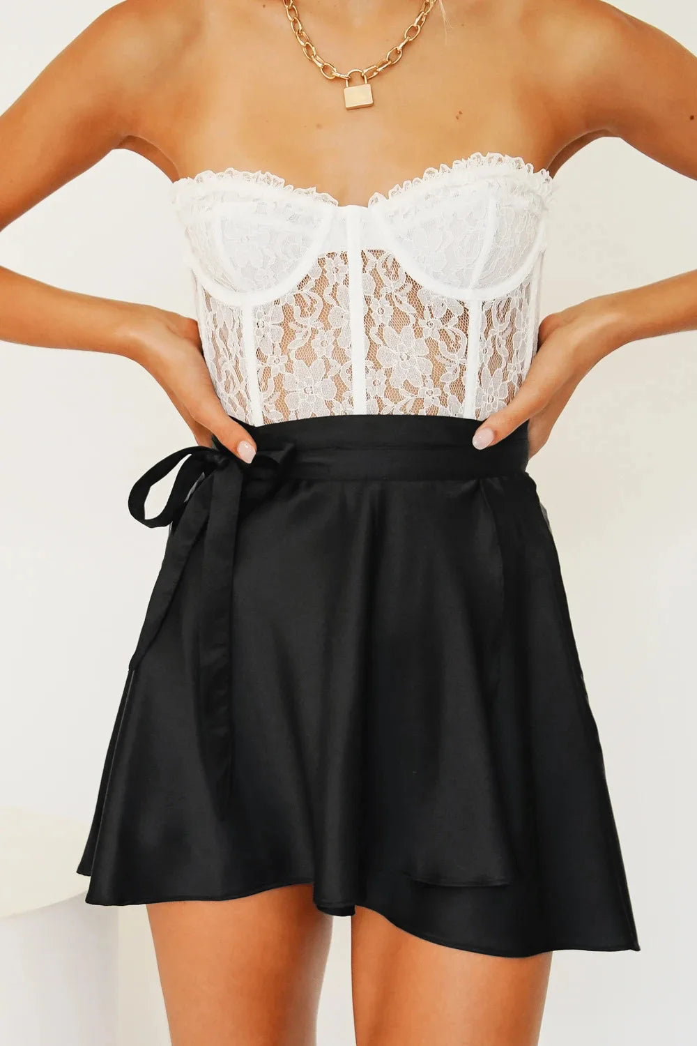Satin Wrap Mini Skirt - Festigal