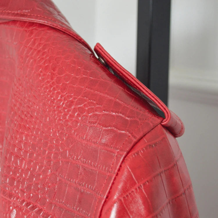 Men's Faux Crocodile Leather Jacket - Festigal
