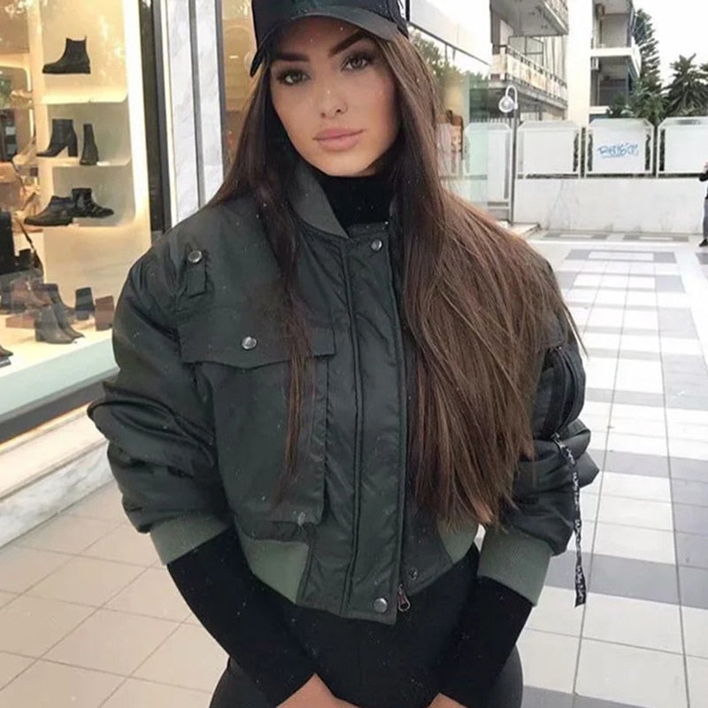 Indie Style Green Bomber Jacket - Festigal