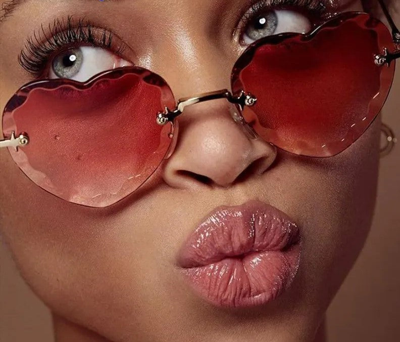 Heart Shaped Rimless UV400 Sunglasses - Festigal