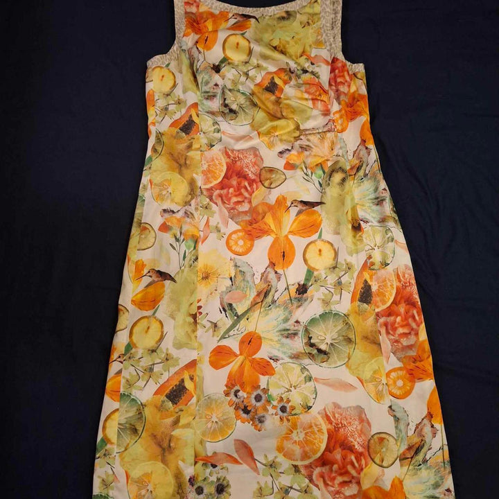 Mark Cain Dress BNWOT Size N5 UK size 16 Floral Fruit Print. - Festigal
