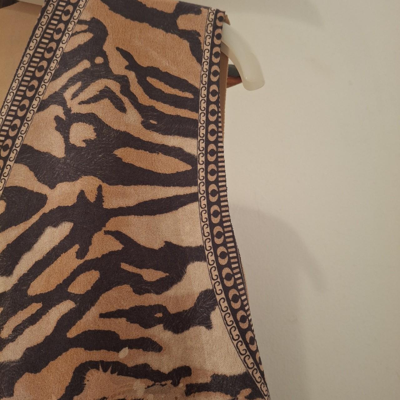 Tan and brown fringed tassel tiger gilet. One Size - Festigal