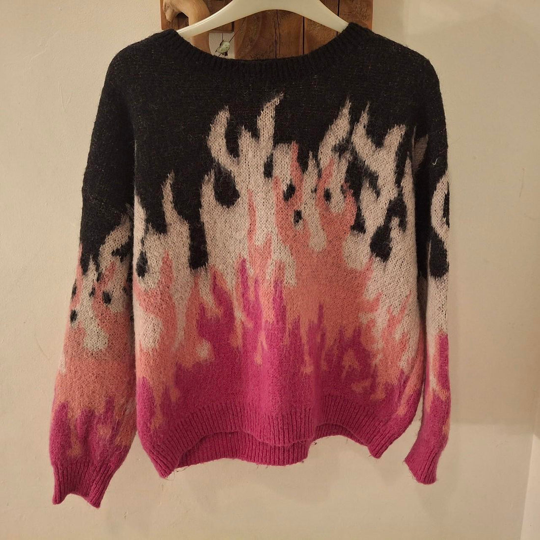 Pink and Black Flame Sweater from Ciao Milano. Size M UK 10. - Festigal