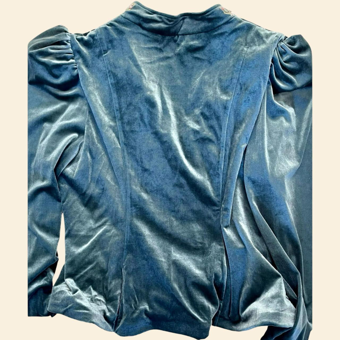 Embroidered Peplum Velvet Blouse - Festigal