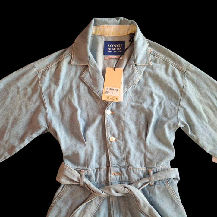 Scotch and Soda BNWT Denim Acid Wash Blue Playsuit Size 34 UK 6 - Festigal