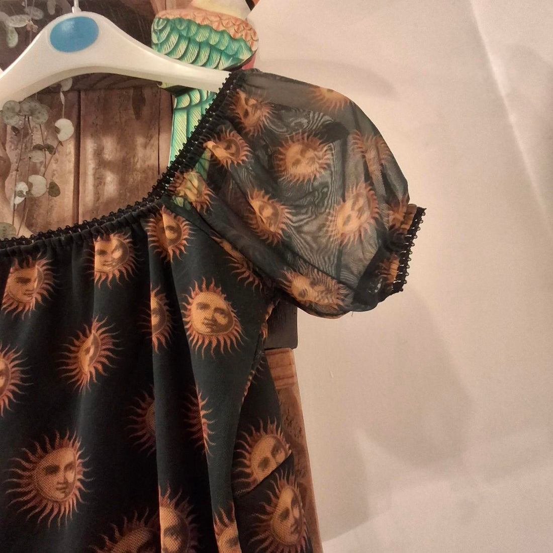 Celestial Sun Mesh Orange & Black Crop Top - Festigal