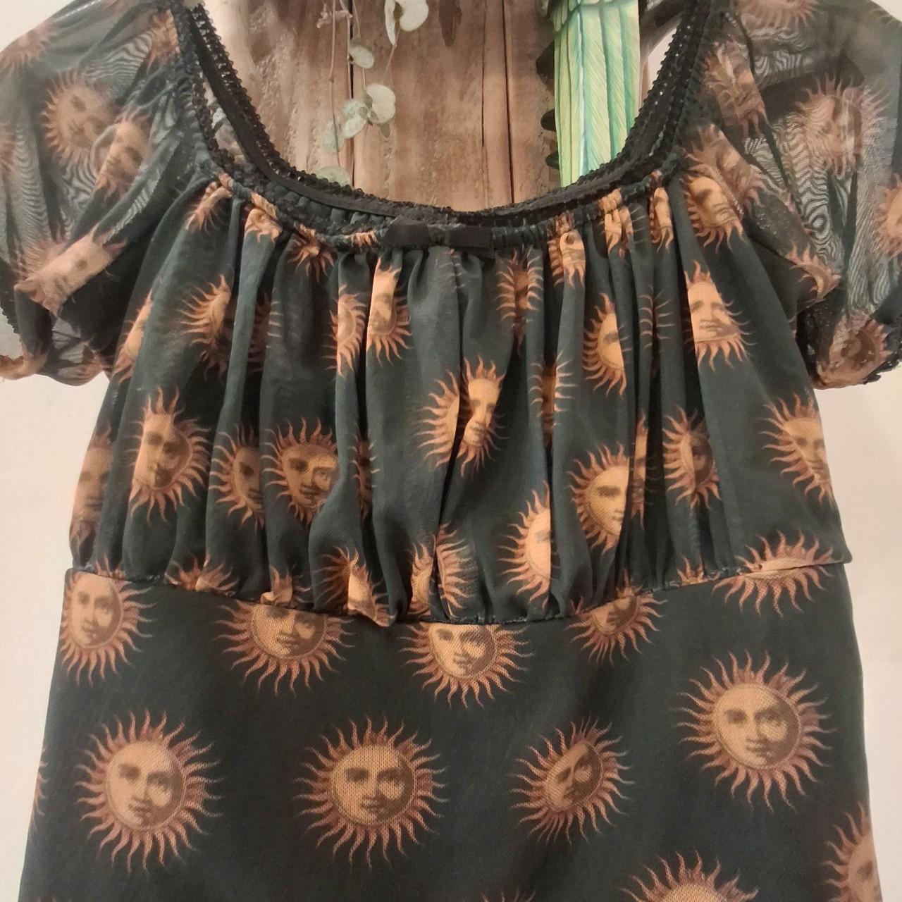 Celestial Sun Mesh Orange & Black Crop Top - Festigal