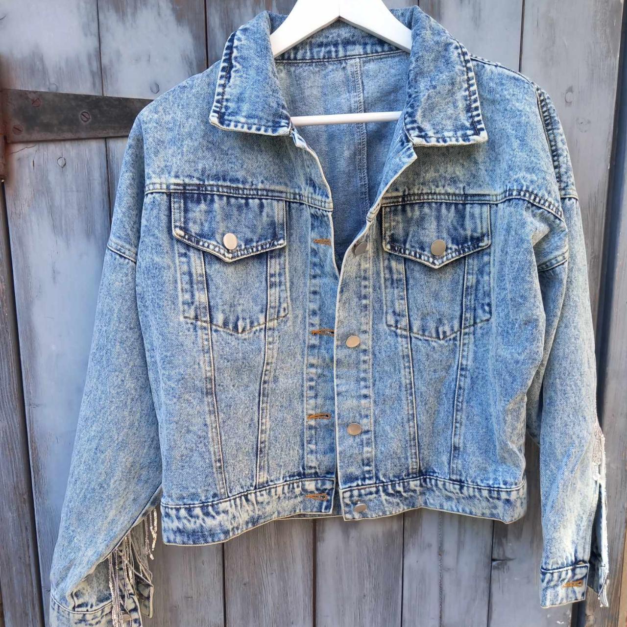 Sequined Fringed Short Style Denim Jacket - Festigal