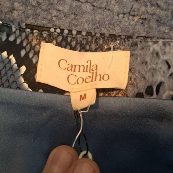 Camila Coehlo Blue Faux Leather Mini Skirt