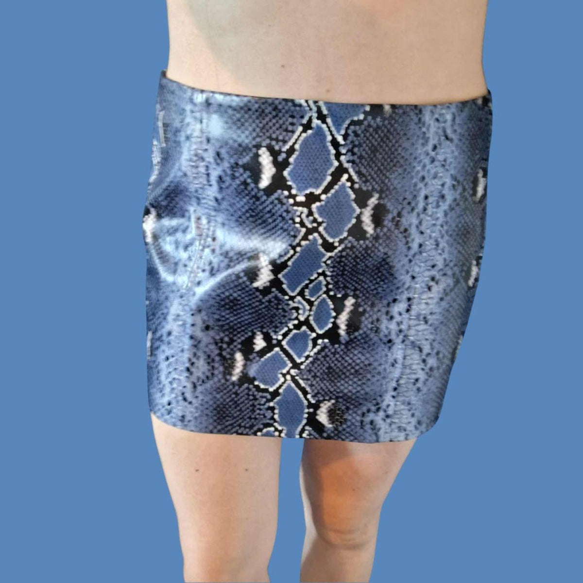 Camila Coehlo Blue Faux Leather Mini Skirt