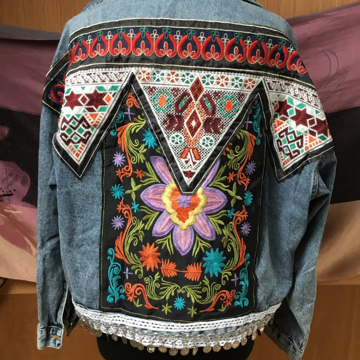 Embroidered Oversized Light Blue Denim Jacket