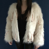 Women's Faux Fur Sequin Tassel Jacket - Festigal