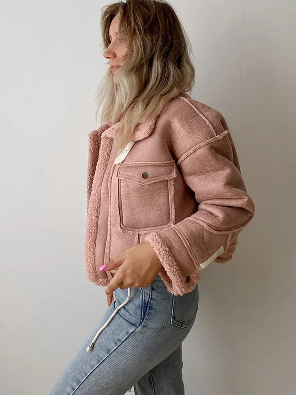 Pink Faux Sheepskin Jacket - Festigal