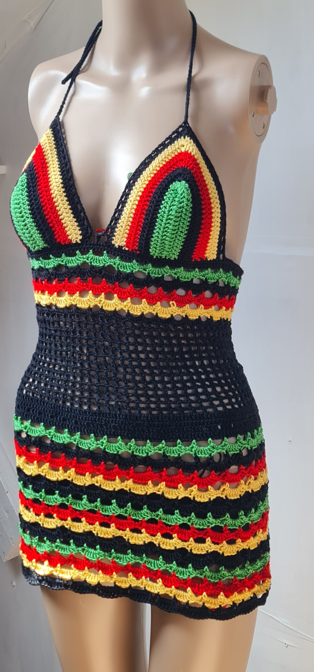 Handmade Crochet Unique Festival Halter Top Bralette and Dress - Festigal