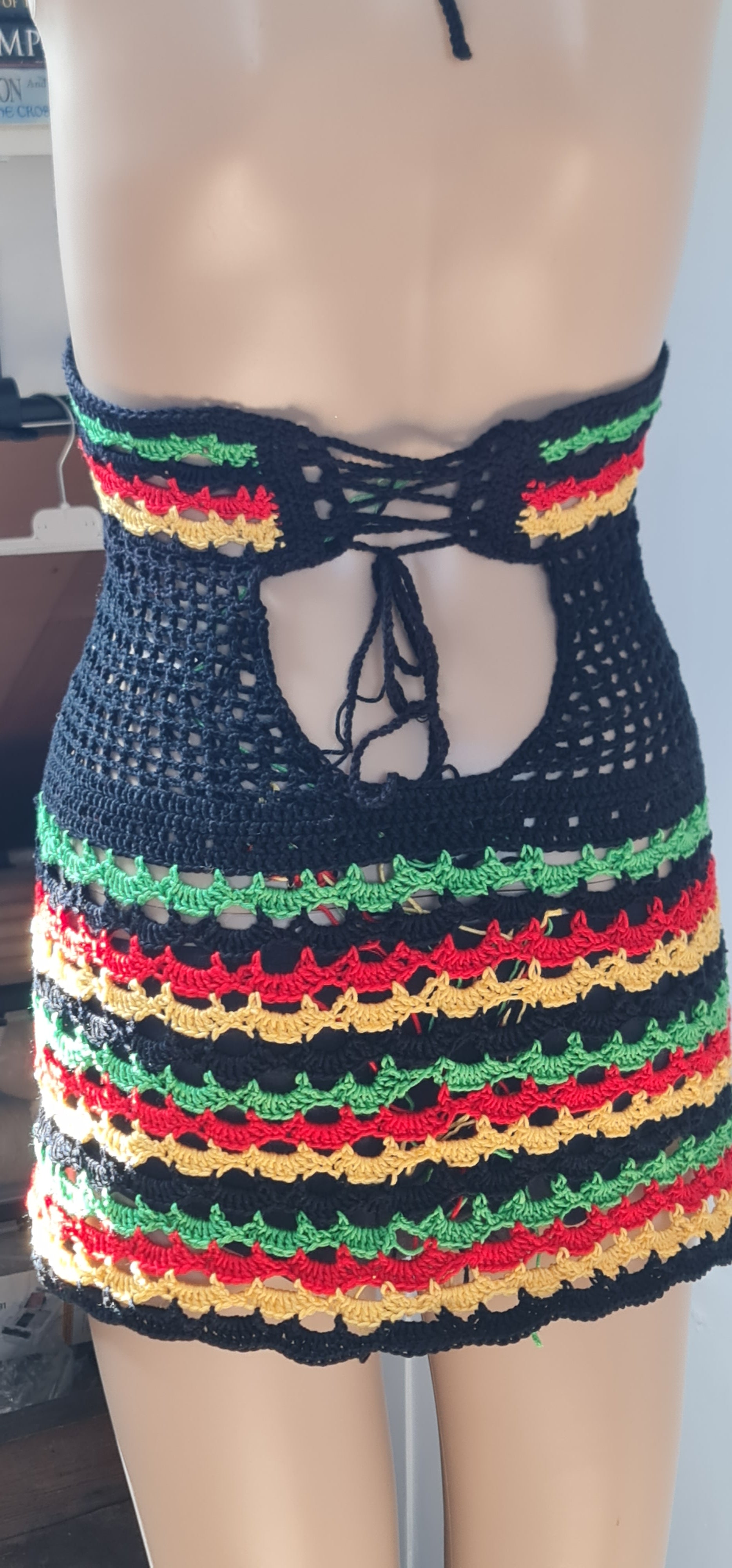 Handmade Crochet Unique Festival Halter Top Bralette and Dress - Festigal