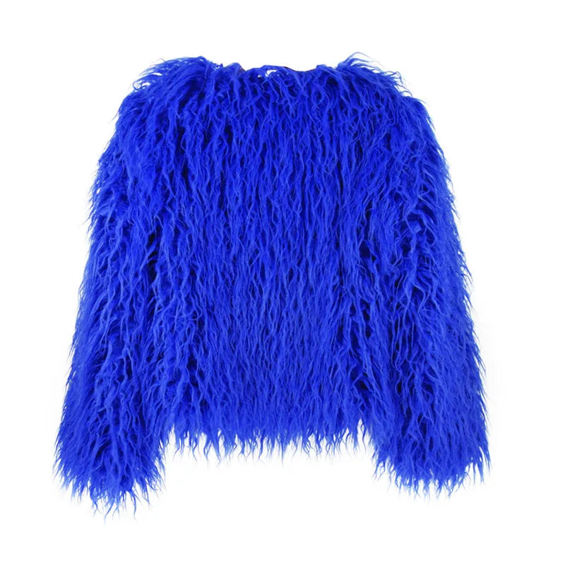 Shaggy Faux Fur Jacket Coat - Festigal