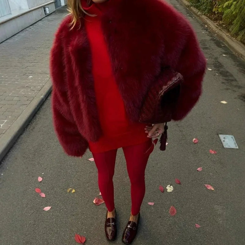 Cropped Faux Fur Bomber Jacket