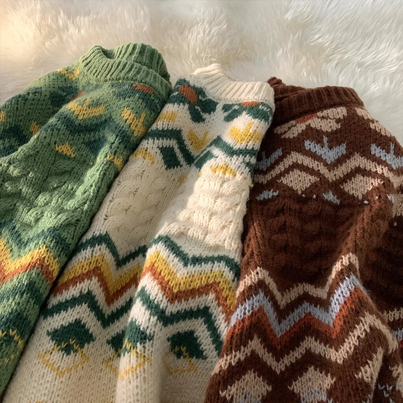 Men's Flower Aztec Knit Jumper - Festigal