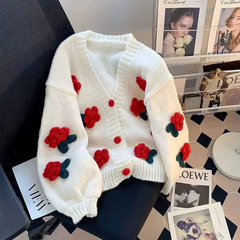 3D Flower Knit Cardigan - Festigal