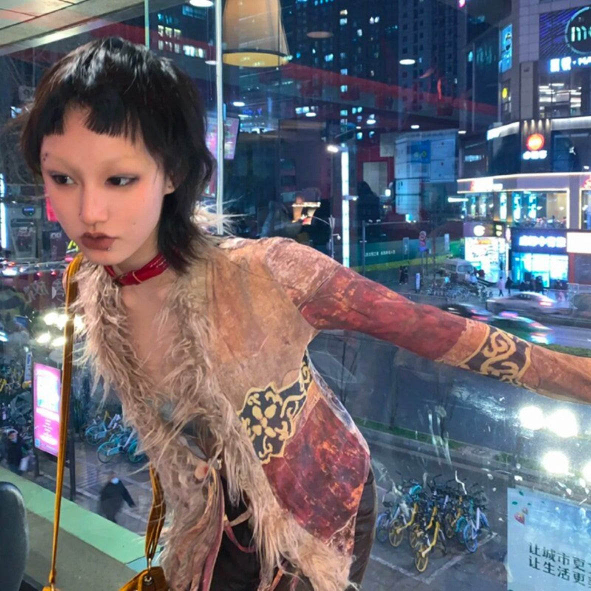 Afghan Shaggy Fur Trim Blouse - Festigal