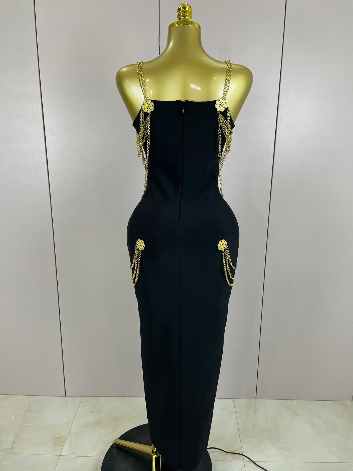 Brooch Chain Maxi Dress - Festigal
