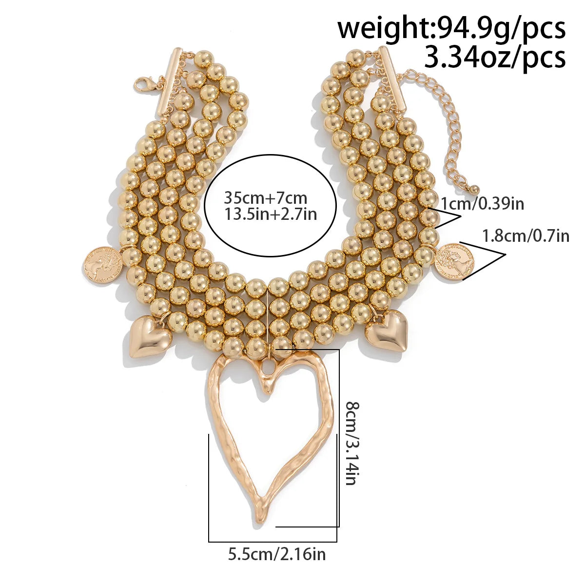 Multi-Layered Beaded Heart Necklace - Festigal