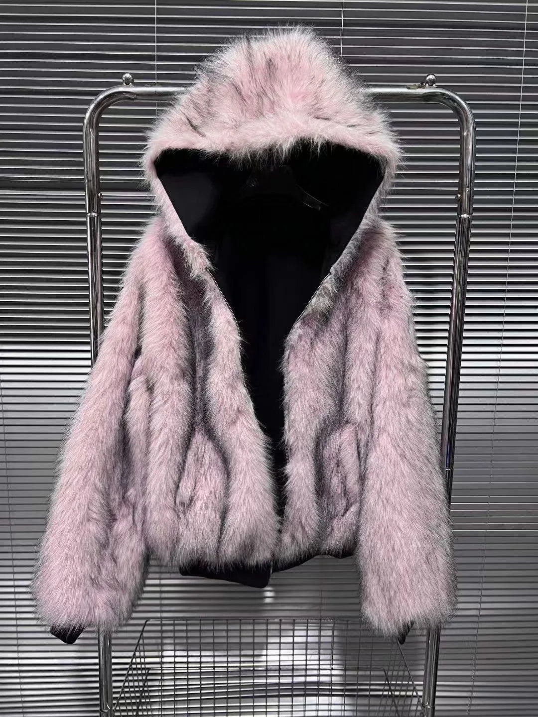 Reversible Black & Pink Fur Jacket - Festigal