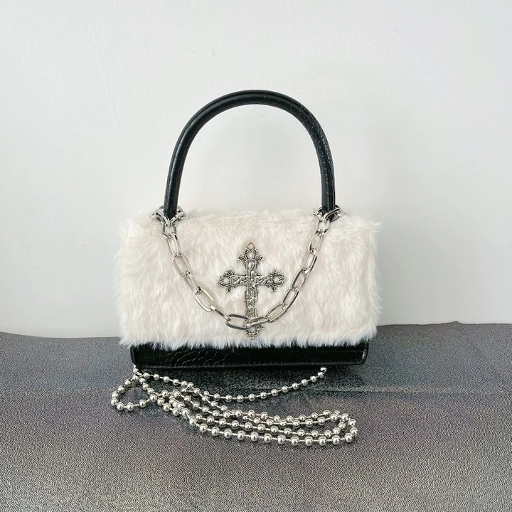 Faux Fur Gothic Crossbody Bag - Festigal