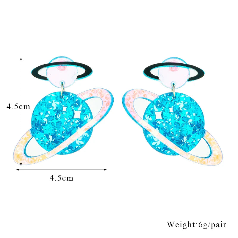 Holographic Saturn Earrings - Festigal