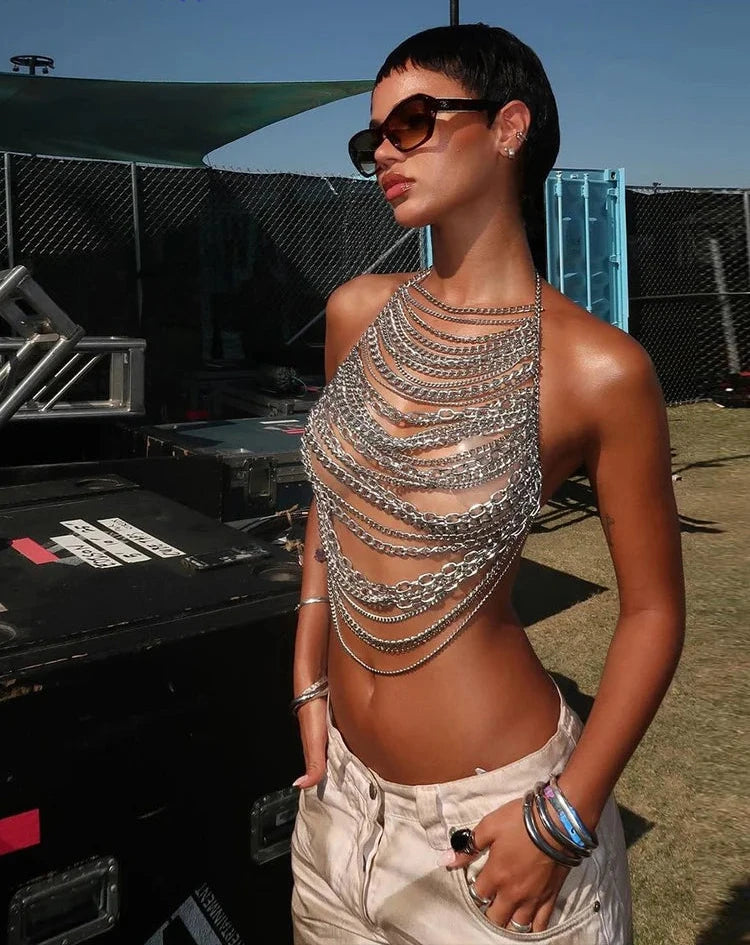 Chain Halter Neck Top - Festigal