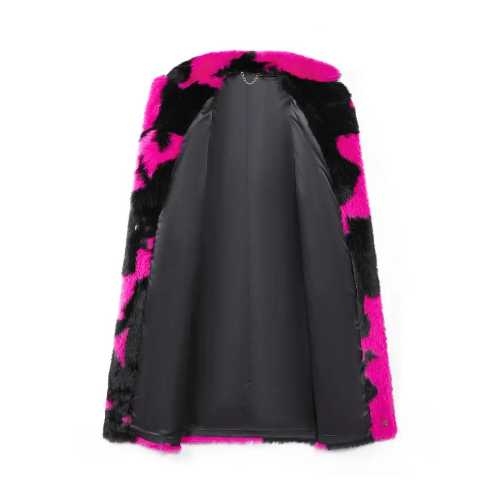 Faux Mink Fur Contrast Coat - Festigal