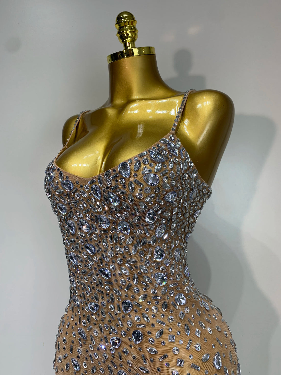 Rhinestone Mesh Maxi Dress