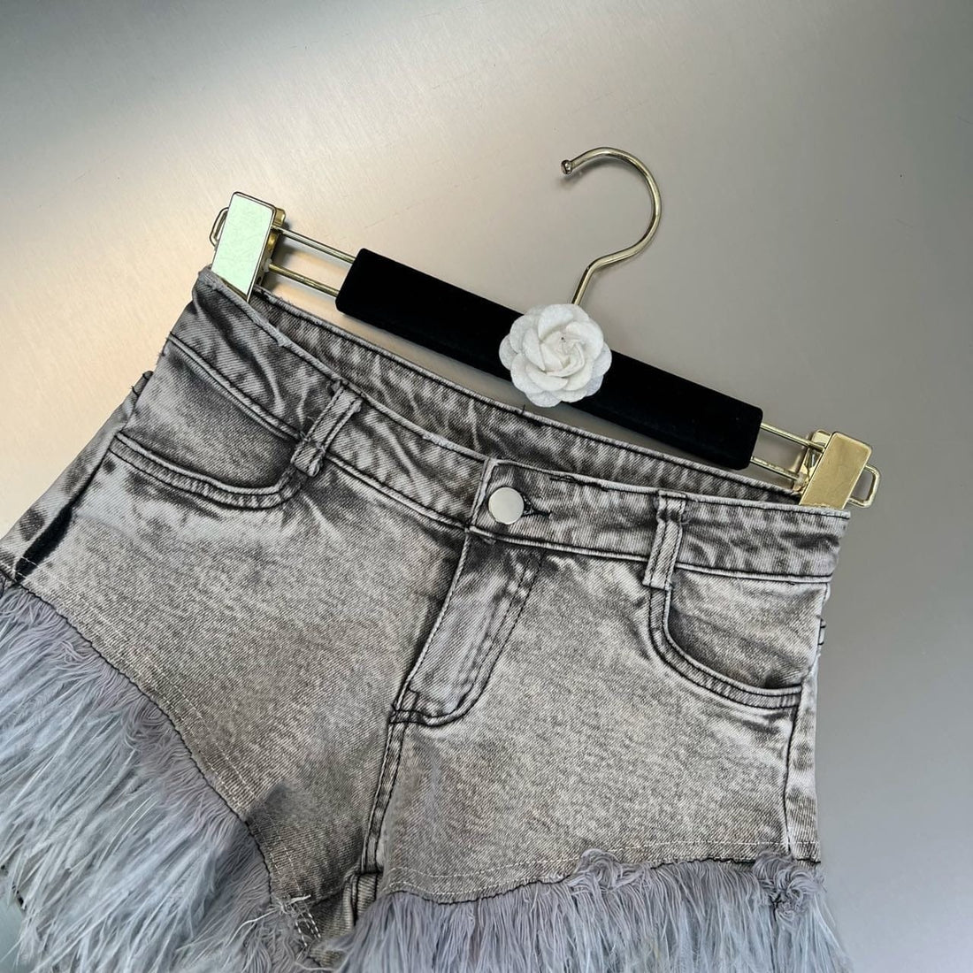 Overwashed Denim Feathery Shorts - Festigal