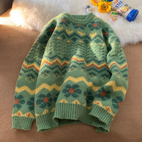 Men's Flower Aztec Knit Jumper - Festigal