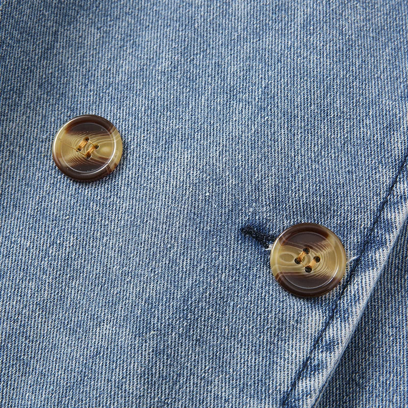 Mongolian Fur Collar Denim Trench Coat - Festigal