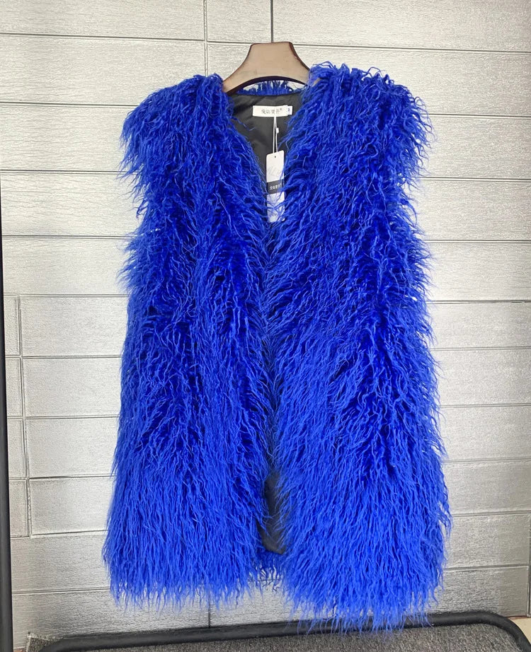 Faux Mongolian Fur Gilet - Festigal