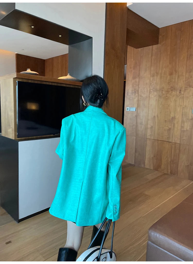 Crocodile Faux Leather Blazer - Festigal