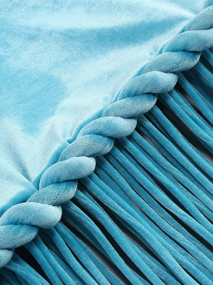 Velour Rope Tassel Maxi Dress
