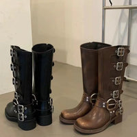 Western Buckle Mid Calf Boots - Festigal