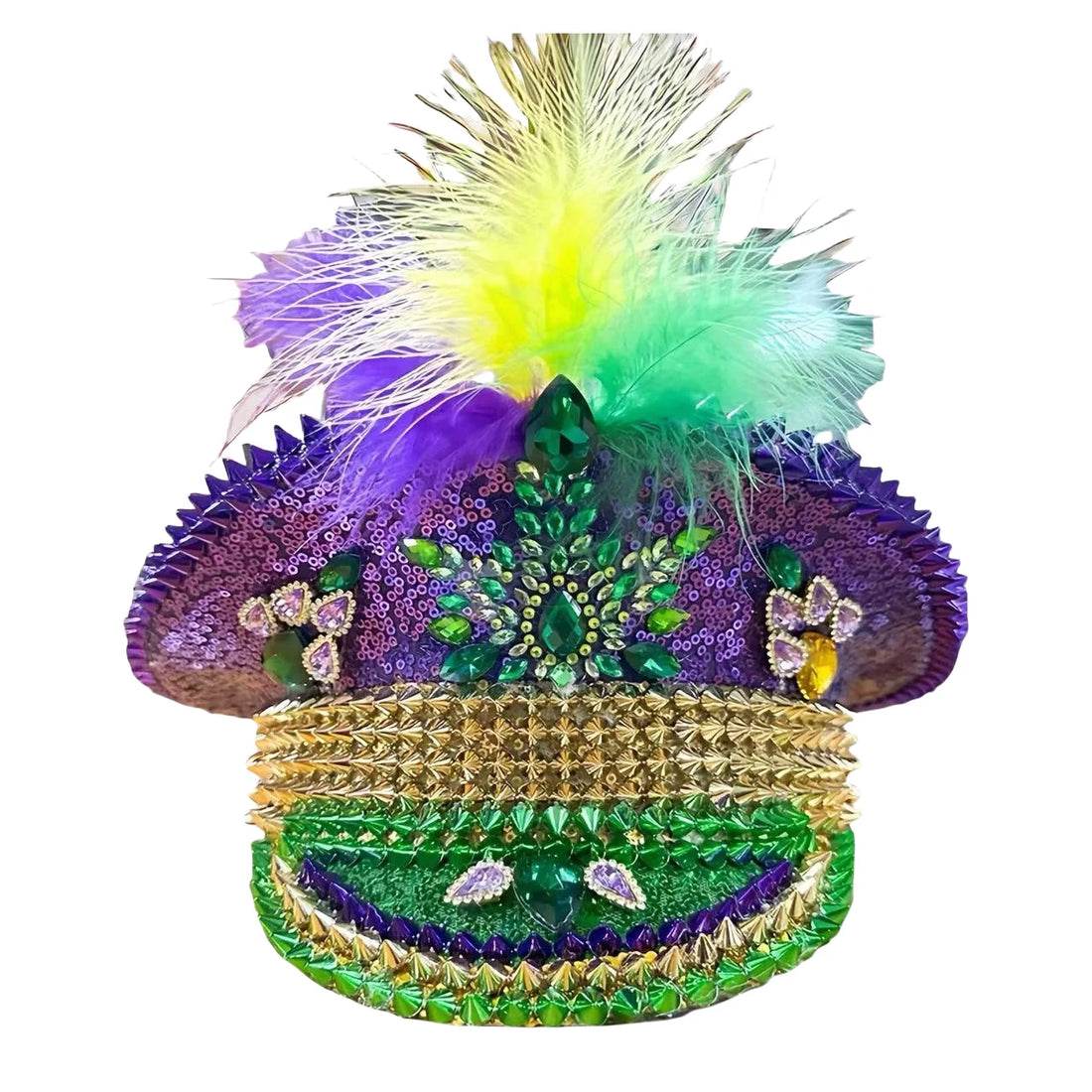 Mardi Gras Feather Military Hat - Festigal